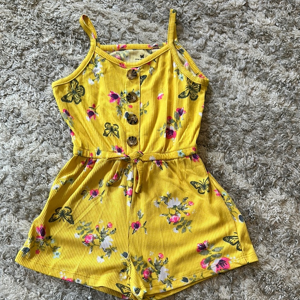Floral Yellow Kids Romper